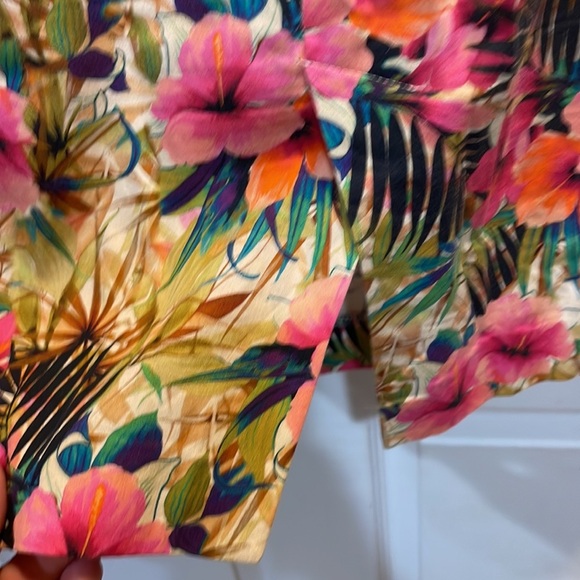 Zara Tropical Floral Fitted Midi Dress L - Picture 8 of 9